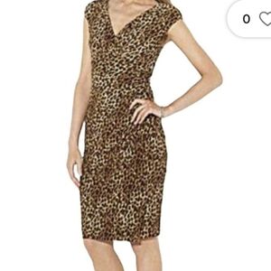 LAUREN RALPH LAUREN animal print ruched dress